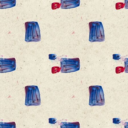 Seamless pattern with hand drawn paint strokes. Art background. Abstract colorful shapes. The palette of oil paints. Print for textileの写真素材