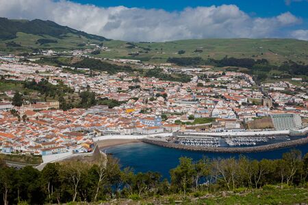 Aerial view of Almada municipality near Lisbon, Portugal. View from The Sanctuary of Christ the King observation deckの写真素材