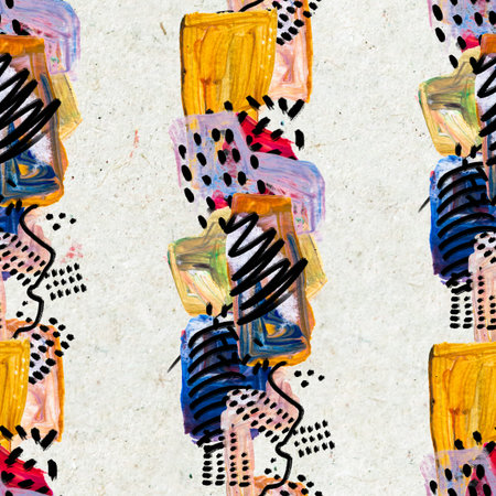 Seamless pattern with hand drawn paint strokes. Art background. Abstract colorful acrylic painting....