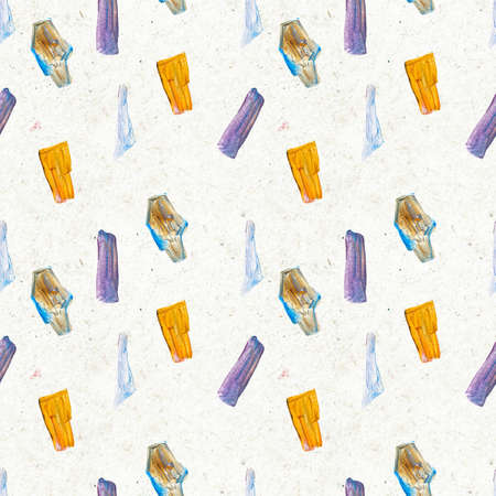 Seamless pattern with hand drawn paint strokes. Art background. Abstract colorful acrylic painting. Geometric shapes. The palette of oil paints. Print for textileの写真素材