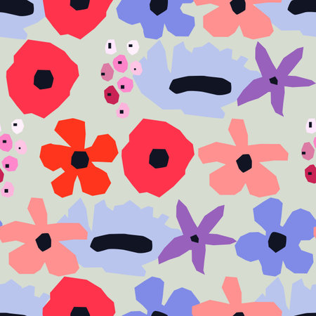 Seamless pattern. Vector floral design with wildflowers. Romantic background print for fabrics and...