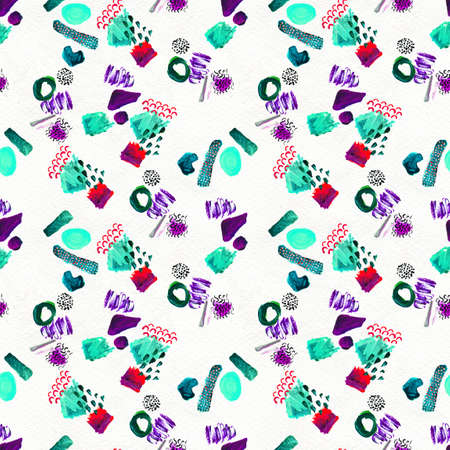 Seamless pattern made by hand drawn paint strokes. Art background. Abstract colorful acrylic painting. Geometric shapes.の写真素材