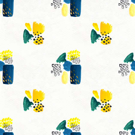 Seamless pattern made by hand drawn paint strokes. Art background. Abstract colorful acrylic painting. Geometric shapes.の写真素材