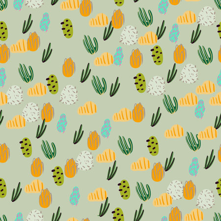 Seamless pattern with corals branches and sea plants. Algae, flowers. Abstract print marine nature....