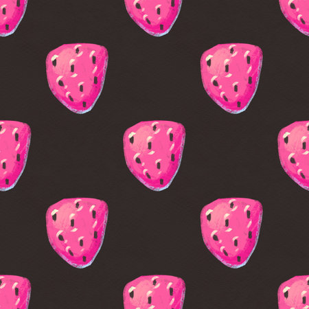 Seamless pattern with ripe strawberry. Hand drawn texture with berries. Fruit background. Food print...