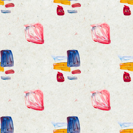Seamless pattern with hand drawn paint strokes. Art background. Abstract colorful Geometric shapes. The palette of oil paints. Print for textileの写真素材