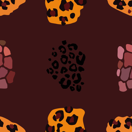Seamless pattern. Jaguar, leopard, zebra, giraffe, tiger and cheetah print. Abstract background. Textile design. Vector fashion illustration.のイラスト素材