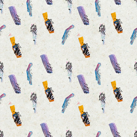 Seamless pattern with hand drawn paint strokes. Art background. Abstract colorful acrylic painting. Geometric shapes.の写真素材