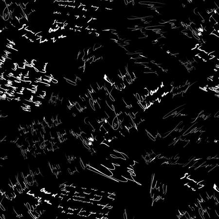 Seamless vector pattern. White text on a black background.のイラスト素材