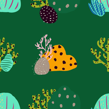 Bright underwater seamless pattern with beautiful corals.