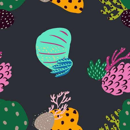 Bright underwater seamless pattern with beautiful corals.のイラスト素材