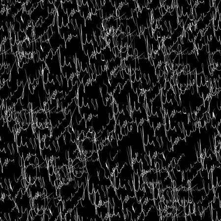 Seamless vector pattern. White text on a black background.のイラスト素材