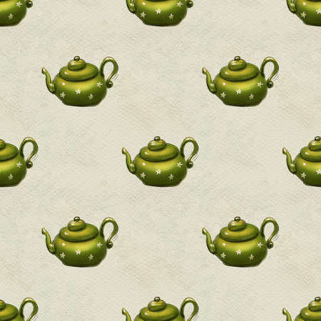 Seamless hand drawn pattern. Tea drinking illustration.の写真素材