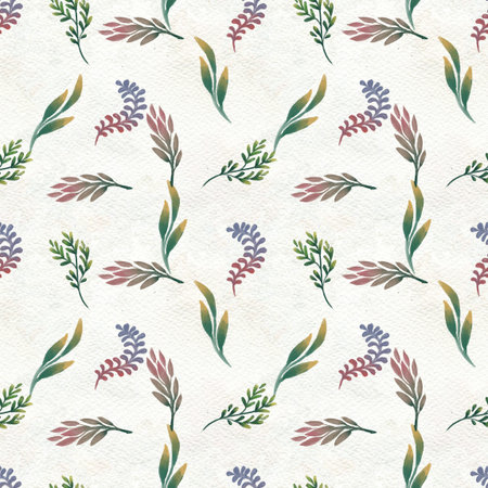 Seamless abstract floral pattern. Flowers texture on watercolor paper backgroundの写真素材