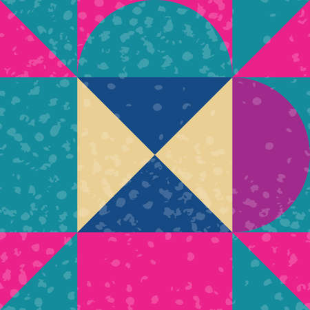 Abstract seamless pattern with geometric shapes. Squares triangles and semicircles vintage backgroundのイラスト素材