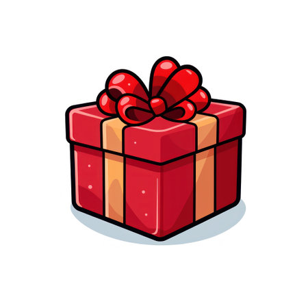 Gift box isolated on white background. Packaging with bow and ribbon. Holiday object icon.の素材