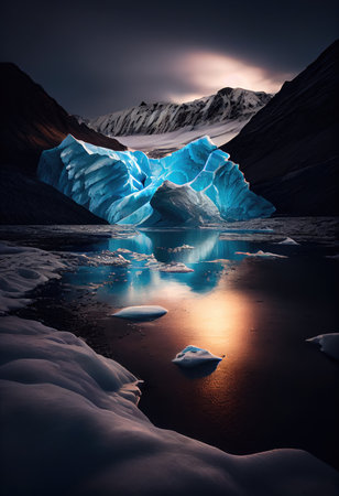 Beautiful Glacial landscape. Large chunk of blue ice. Northern natureの素材