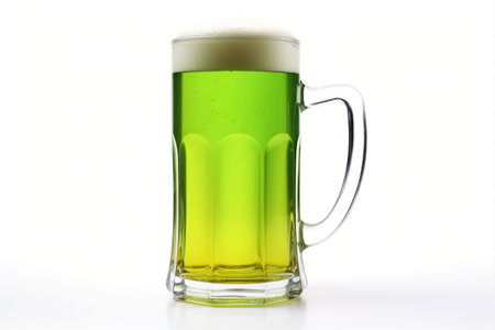 Glass mug with cold green beer isolated on white background. Saint Patrick's Day conceptの素材