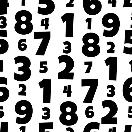 Vector seamless pattern with black numbers on a white backgroundのイラスト素材