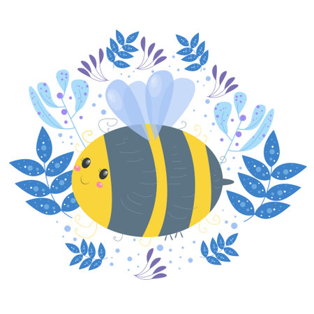 Vector illustration of cute bee drawing backgroundのイラスト素材
