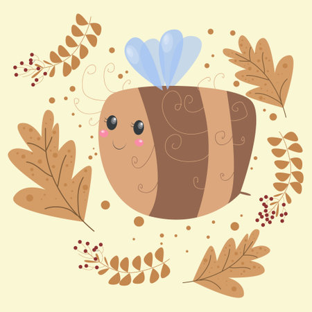 Vector illustration of cute bee drawing backgroundのイラスト素材