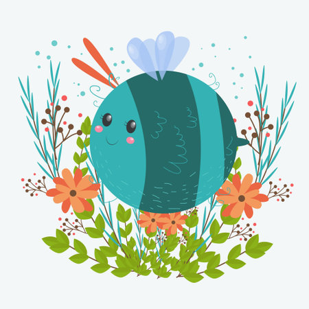 Vector illustration of cute bee drawing backgroundのイラスト素材
