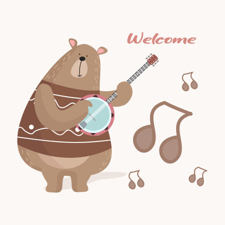 Cute wild bear character vector illustrationのイラスト素材
