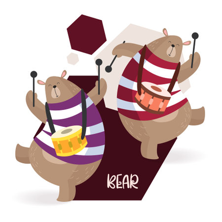 Cute wild bear character vector illustrationのイラスト素材