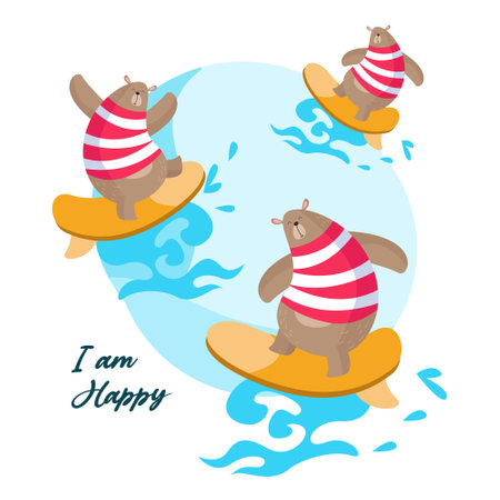 Cute wild bear character vector illustrationのイラスト素材