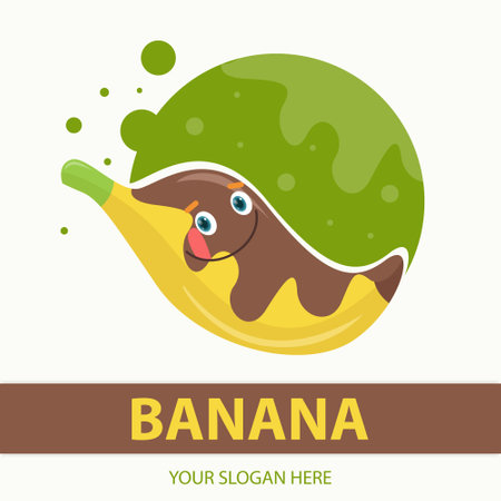 Melted chocolate banana character   templateのイラスト素材