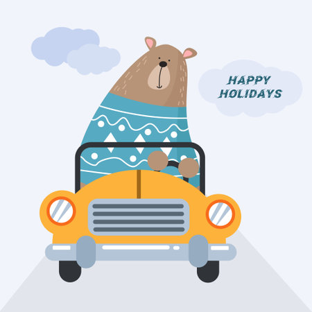 Cute wild bear character vector illustrationのイラスト素材