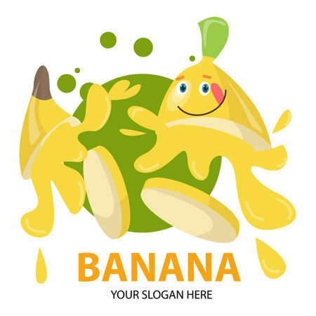 Banana slice character  templateのイラスト素材