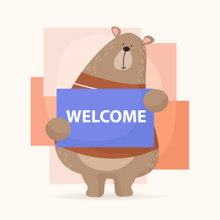 Cute wild bear character vector illustrationのイラスト素材