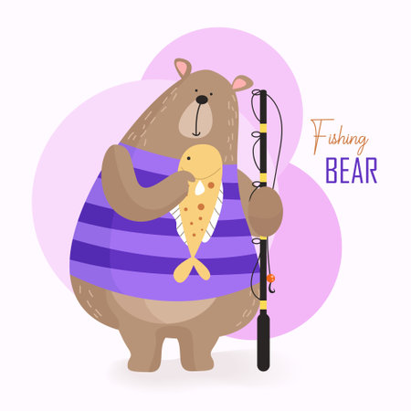 Cute wild bear character vector illustrationのイラスト素材