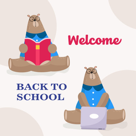 Cute wild bear character vector illustrationのイラスト素材