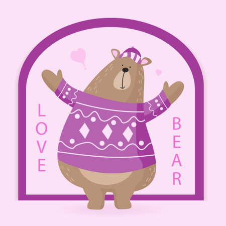 Cute wild bear character vector illustrationのイラスト素材