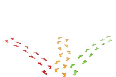 Traces going to something certain on a white backgroundの写真素材