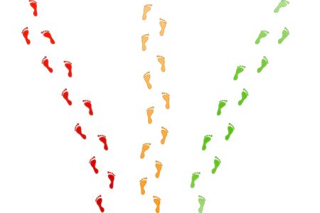 Traces going to something certain on a white backgroundの写真素材