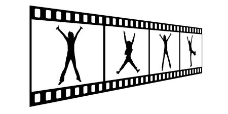 Film strip with people on a white backgroundの写真素材