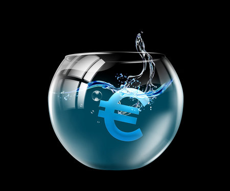 Illustration of an aquarium with the money symbol floating in itの写真素材