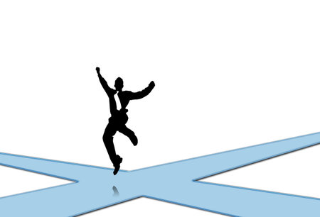 Illustration of the businessman jumping on empty roadの写真素材