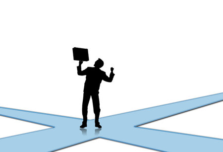 Illustration of the businessman stand on empty roadの写真素材