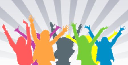 Illustration of group of people of different coloursの写真素材