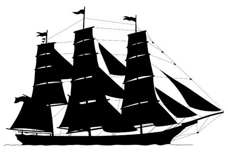 Illustration of the ship with the big sails on a white backgroundの写真素材