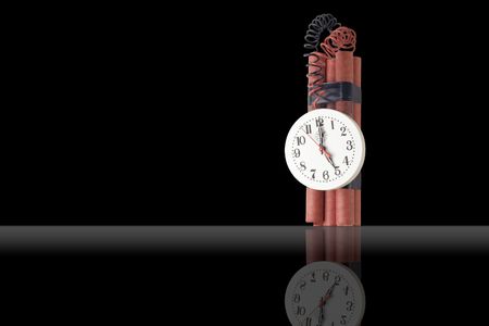 Illustration of dynamite with the timer on a black backgroundの写真素材
