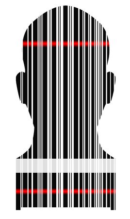 Silhouette of a head of the person from a bar codeの写真素材