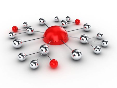 Illustration of spheres from metal, as communications exampleの写真素材