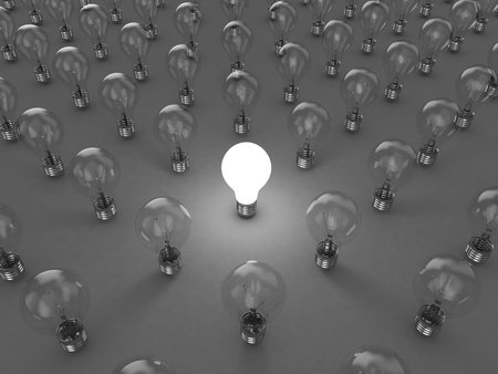 Illustration of a bright lamp against other switched off