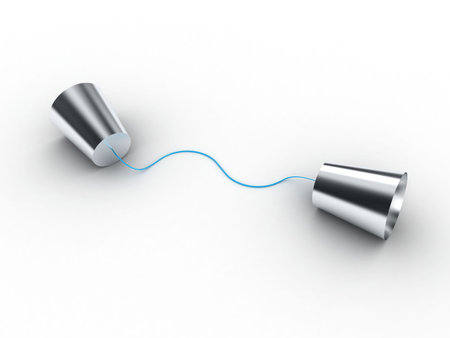 Illustration of phone from two glasses and a threadの写真素材