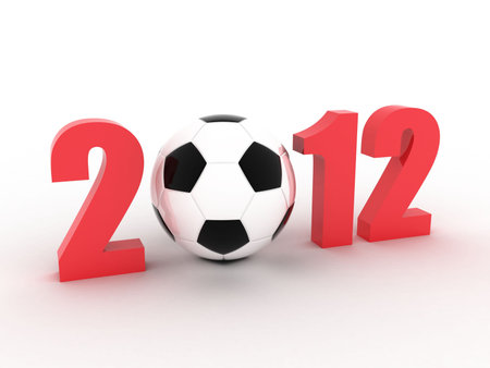 Illustration of a football ball against figures 2012